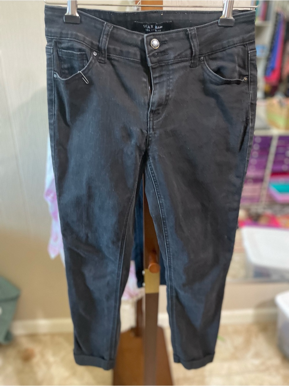 Wax Jean Black Cropped Stretch Jeans